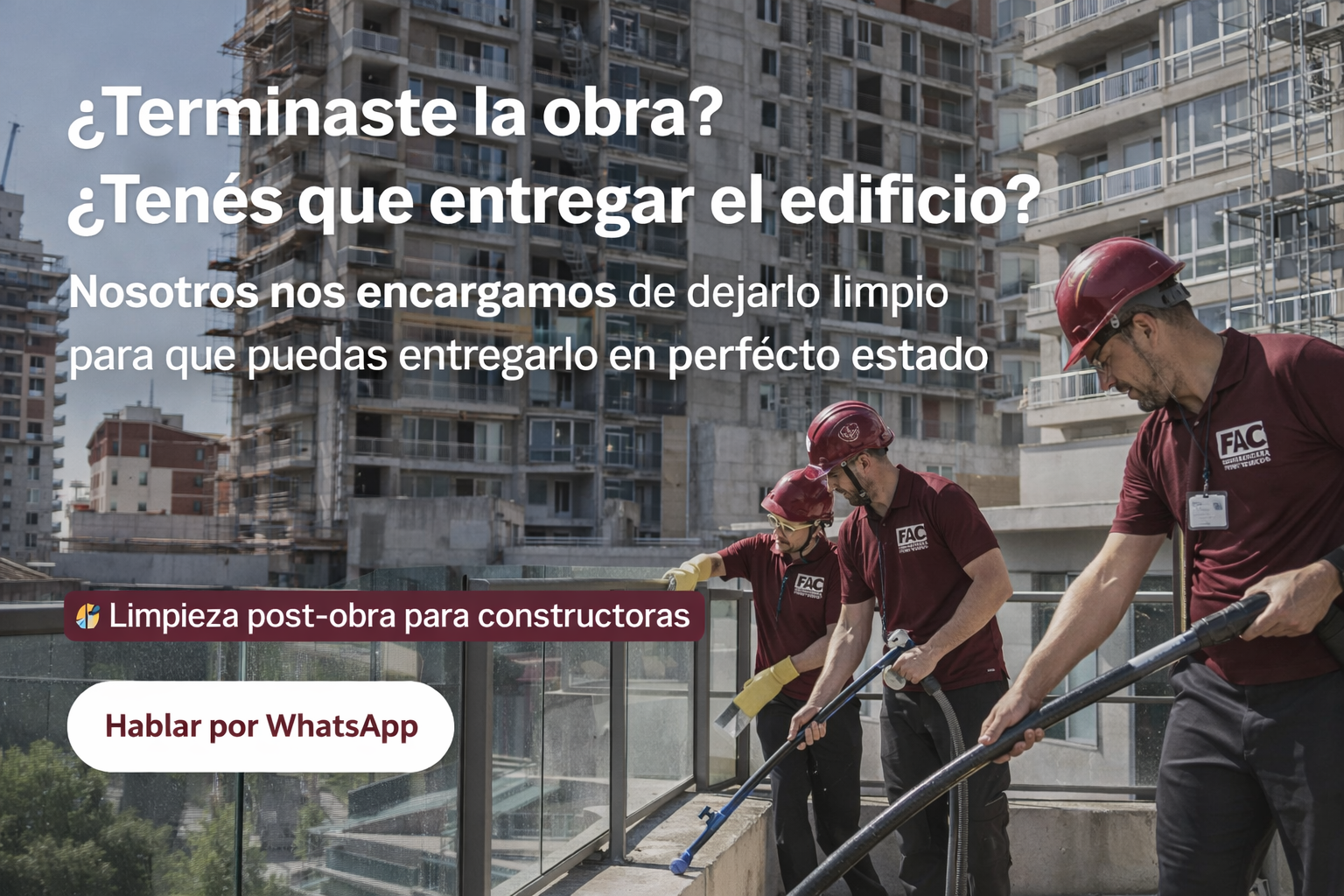 Limpieza post obra para constructoras