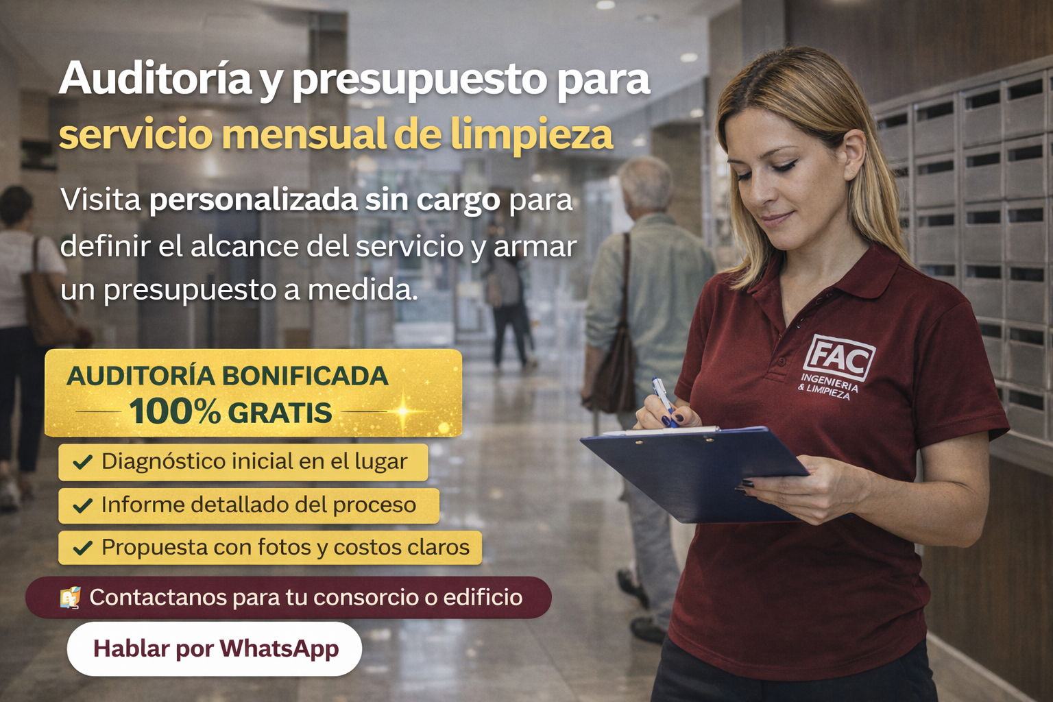 Auditoría bonificada para presupuesto mensual de limpieza